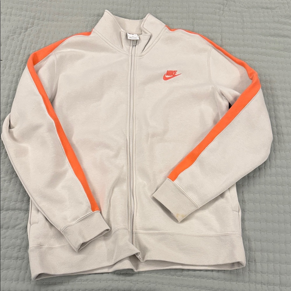 Nike Light Gray Jacket with Orange Stripes